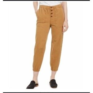 Free People Cadet Button Fly Brown‎ Cropped Joggers size Small
